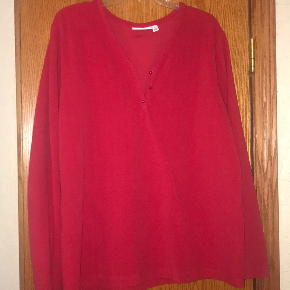 Denim & Co Fleece Top L
